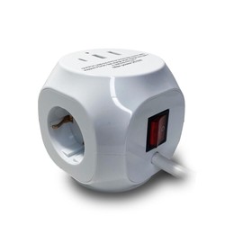 Grenuttag fyrkantigt 3 uttag + USB-A och USB-C, med strömbrytare, 1,5 m kabel – Schuko (typ F) – foto 2