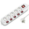Power strip 5 sockets, individually switched + master switch, 1.5 m cable – Schuko (type F)