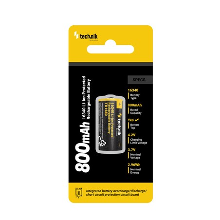 Li-jon-batteri 16340 (RCR123) 3,7 V 800 mAh
