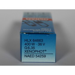 OSRAM XENOPHOT 64663 HLX 400W 36V G6.35 — Lâmpada de halogéneo de baixa tensão – grande plano