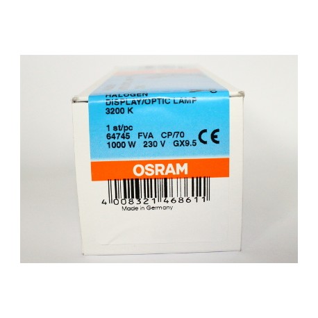 Osram 64745, OSRAM Halogen Bulb 230V 1000W GX-9,5 FVA CP70